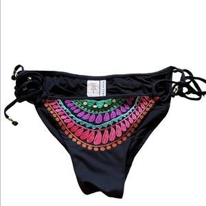 Black Trina Turk Baja Embroidery Tie Side bikini Bottom